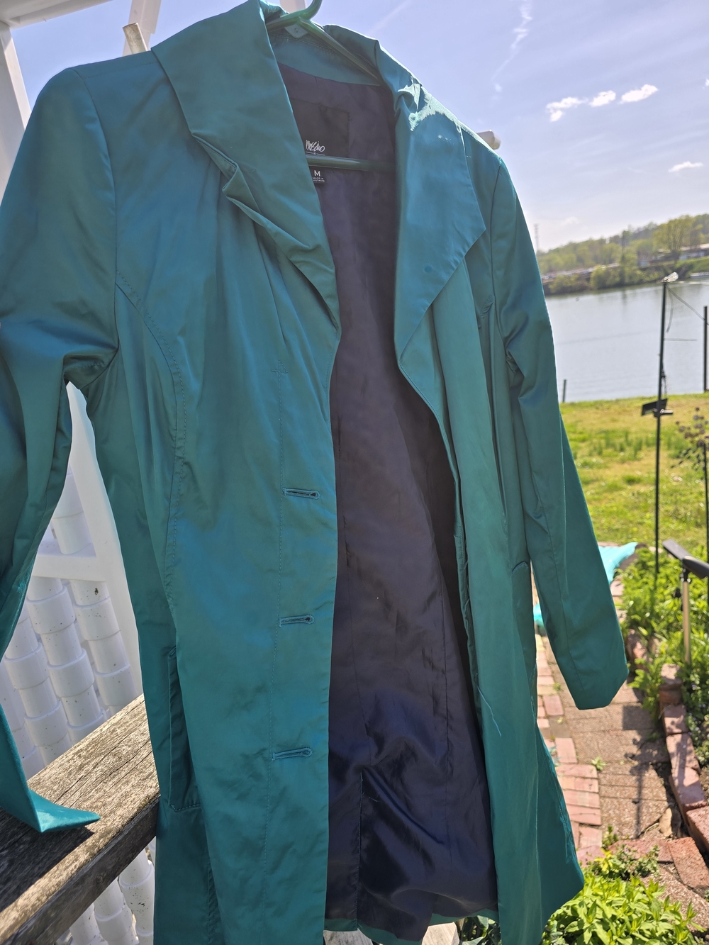 Mossimo Supply Co. Teal Trench Coat - Picture 2 of 7